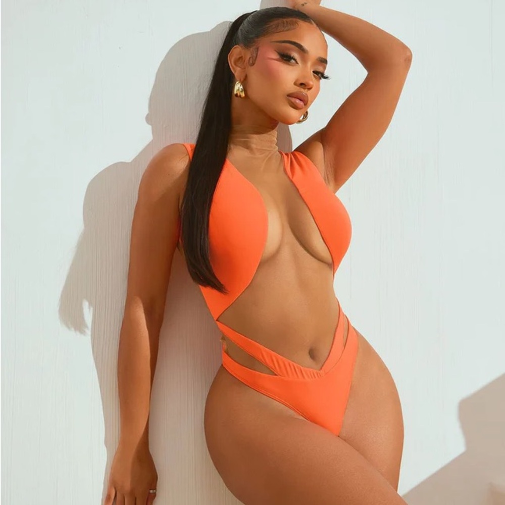 Island illusion Fashion Nova Orange One Piece Swimsuit